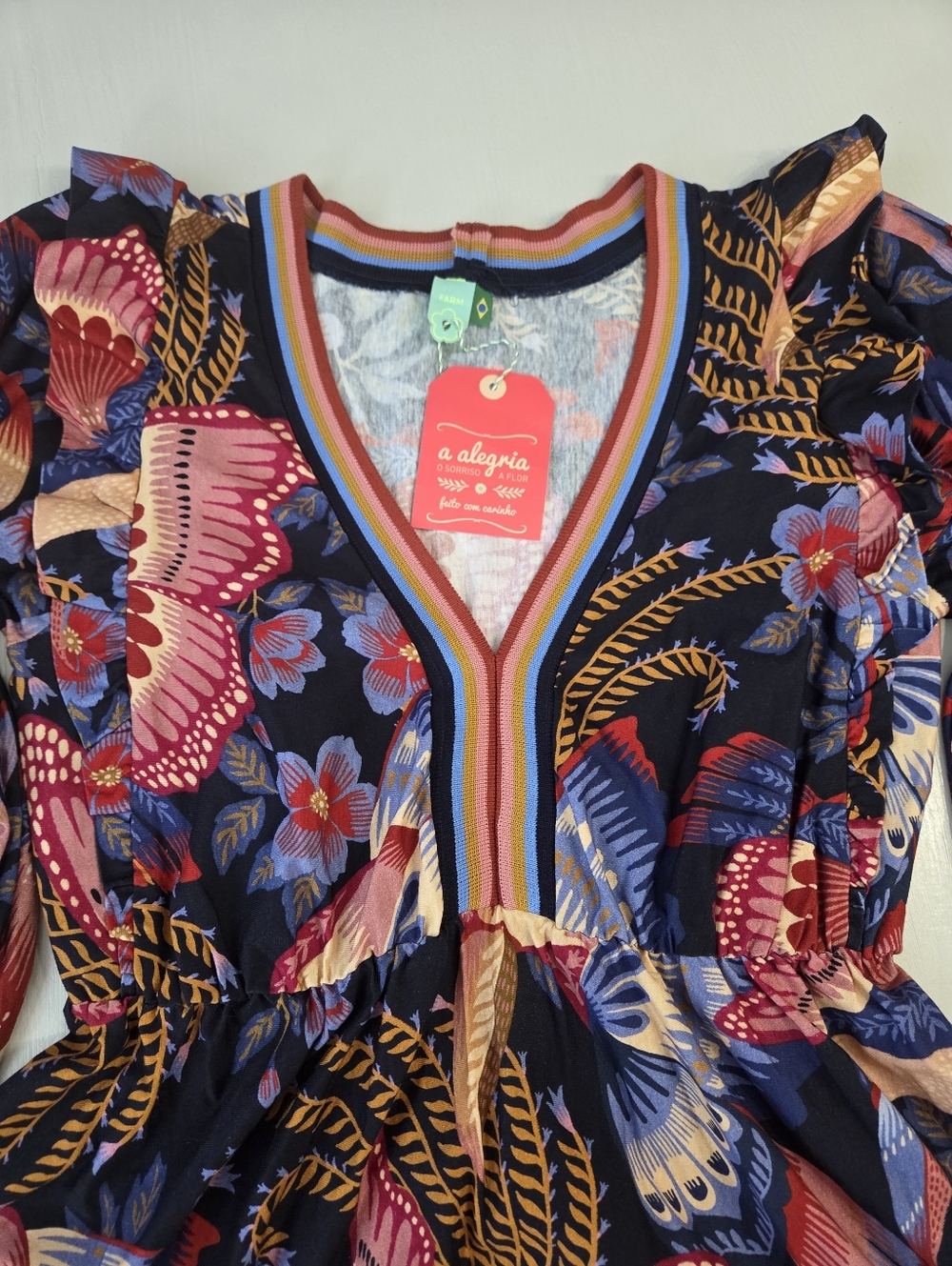 FARM Rio Multicolor Floral Bird Butterfly Print Maxi Dress - Picture 4 of 14